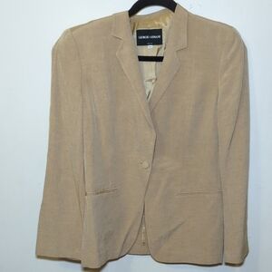 Giorgio Armani Beige Blazer Linen + Silk Blend Women's Size EU 44 (~US Size 12)